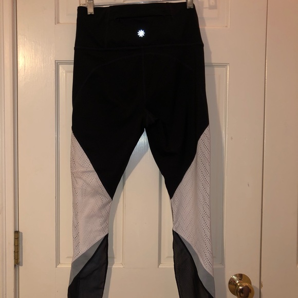 Black White And Gray Leggings With Mesh And Holes - Picture 4 of 8